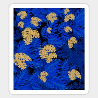 Gold blue leaves Sticker